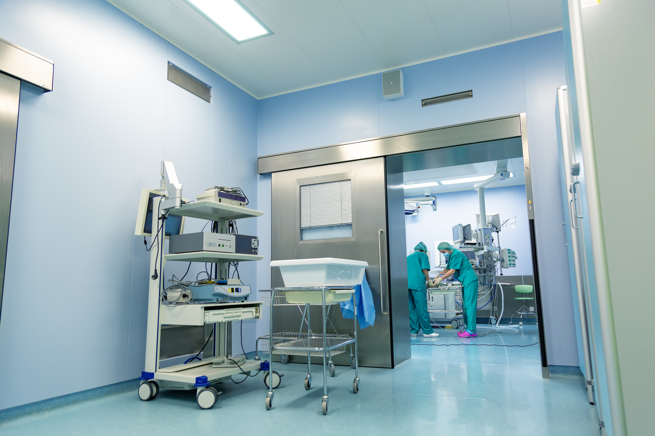 View from the hallway of an operating room where catastrophic injuries are treated