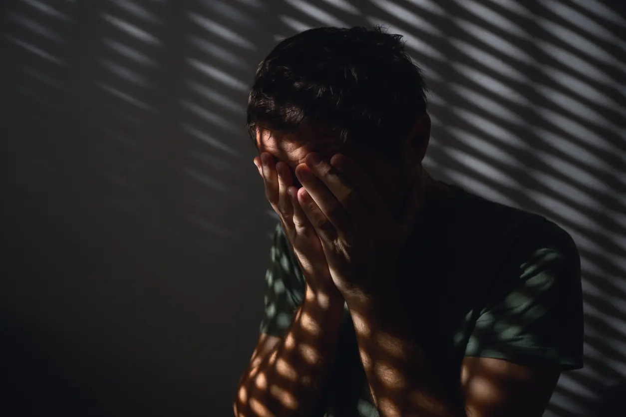 Silhouette of a man with PTSD
